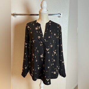 Hilary Radley Black Floral Blouse